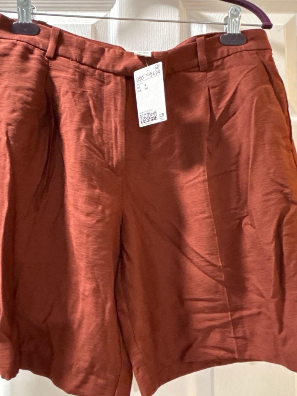 H&M Rust High-Rise Chino Shorts